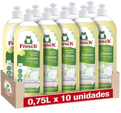 Frosch - Handspüler Flüssigkeit, Bio-Balsam Zitrone, entfettet und schützt die Haut, dermatologisch getestet - Packung mit 10 Stück x 750 ml
