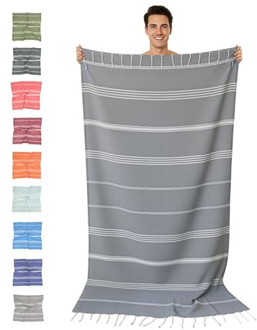 furora HOLIDAY Hamamtuch groß 100x200 cm (Baumwolle), Strand-Saunatuch Damen Herren Saunahandtuch: dünn, kompakt, lang - Strandtuch Hammam Sauna Tuch XXL, Handtuch: Strandhandtuch Urlaub Must Haves