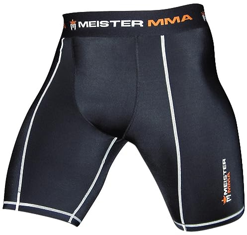 Meister MMA Kompressions-Rush-Fight-Shorts mit Cup-Tasche - Schwarz - X-Large (XL) (36-37)