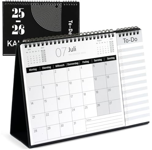 Tischkalender 2026, Kalender 2026, Tischkalender 2026 zum Aufstellen, Monatskalender Stehkalender 2026 mit Aufgabenliste für Büro, Zuhause, Schule