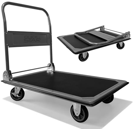 QUICK STAR Lagertrolley Rollwagen 73x47cm faltbar für Garage Werkstatt Haushalt Keller Plattformwagen