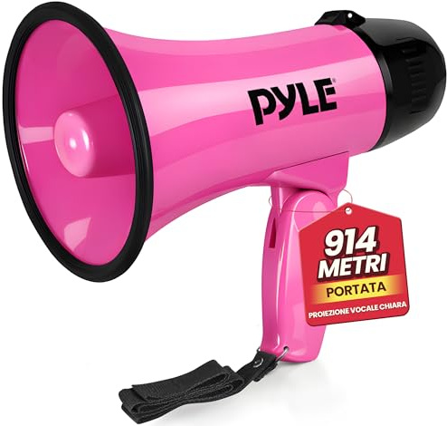 Pyle Megaphon mit Sirene, Signalhorn – Siren Megaphone – Mini Megafon Kinder & Erwachsene 20W, Faltbare Megaphone mit Sirene & Mikrofon, Lautstärke Einstellbar & Batteriebetrieben Reichweite: 550m