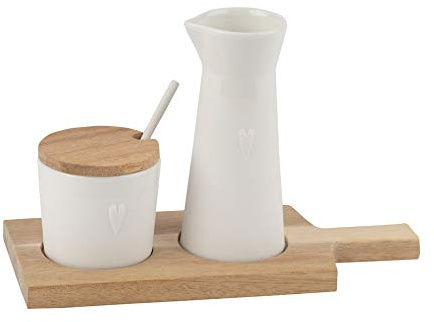 Räder Milch und Zucker Set "Kleine Freunde" Akazie/Weiß Porzellan