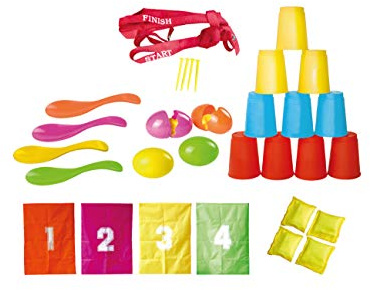 Knorrtoys 56000 - Party Set - "Fun" 32teilig, Sackhüpfen, Eierlaufen, Dosenwerfen, [Mo]