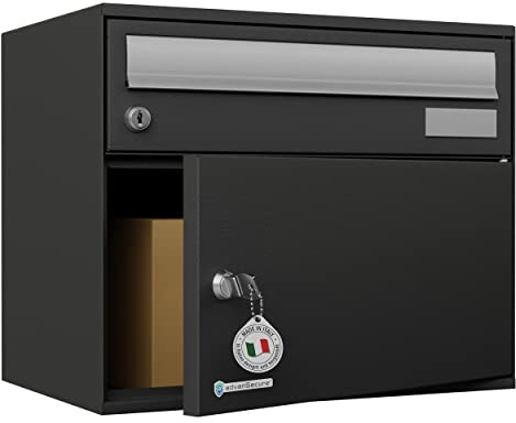 advanSecure® Brief- und Paketkasten | innovatives Schließsystem für kontaktlose Paket-Zustellung | separates Brieffach | designt und gefertigt in Italien | wetterfest | anthrazit