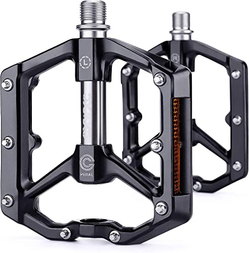 CXWXC Fahrradpedale Mit Reflektoren - MTB Aluminiumlegierung Pedale Set, 9/16 Cube Pedale für Mountainbike, Rennrad (Silber)