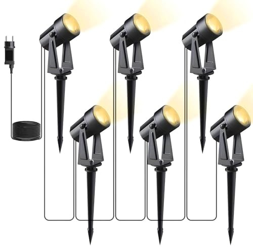 Svater LED Gartenbeleuchtung 6er Set,20m Gartenstrahler IP65 Warmweiß 3000K Strahler Außen Gartenstrahler Led Außen,27V 900lm Gartenlampen für Draußen, Terrasse, Einfahrt