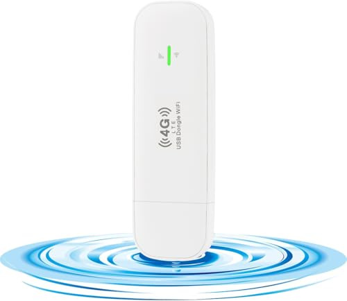 KuWFi 4G LTE Mobiler WLAN Hotspot USB Modem, Tragbarer WiFi Dongle bis zu 150 Mbit/s, kompatibel mit Allen europäischen SIM Karten, Plug & Play, Für bis zu 10 Geräte, Ideal für Reisen & Geschäft