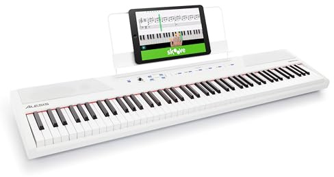 Alesis Recital - E Piano 88 Tasten für Einsteiger mit Halbgewichteten Volle Größe Klavier, Lautsprechern, fünf Premium-Stimmen, Kopfhörerausgang, Klavier Lektionen-Abo, Weiß