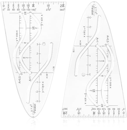 Giantree 2 Stück Parabelschablone Mathe, Multifunktionales Kurvenschablone Parabel Lineal Normalparabel Schablone Geometrie Lineal Mathematisches Bruchsicher Mathegeometrieset Parabel Schablone(2)