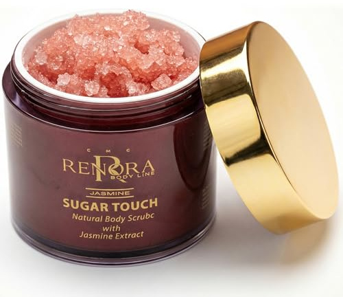 RENORA Body Scrub mit Mandelöl, Jasmin & Honig – 200 ml Natürliches Körperpeeling für Damen – Sanftes, feuchtigkeitsspendendes Körperpeeling für glatte, seidige Haut – Entfernt abgestorbene Hautzellen