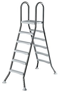 POWERHAUS24 Hochbeckenleiter Edelstahl 2 x 5 Stufen mit Plattform bis 1,5m Tiefe