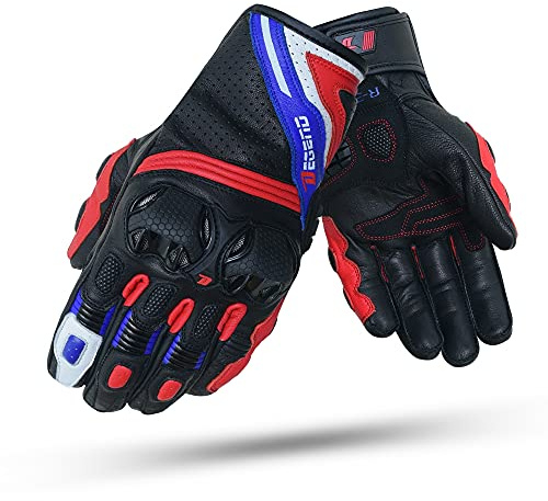 DEGEND R-3000 | Herren-Sommer-Rennmotorradhandschuhe - Hochfeste Leder-Motorradhandschuhe mit stoßfesten Knöchelprotektoren – Motorradzubehör