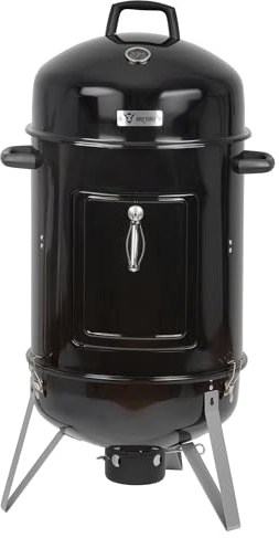 BBQ-Toro Räuchertonne Oak Ø 47 cm | Grilltonne, Räucherofen Holz, Smokertonne, 4in1 Grillfass, Räuchergrill, Watersmoker | Smoker Grill, Holzkohlegrill mit Deckel, Kohlegrill