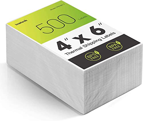 Inateck Thermopapier Versandetiketten, 4 × 6 Zoll (100 mm × 150 mm), Wasserfester Versandaufkleber, BPA/BPS-frei,500 Stück