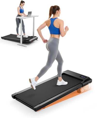 Superun Walking Pad mit Steigung max 159 KG/136 KG, 2.5HP Laufband für Zuhause mit LED, Leise Laufband Schreibtisch mit App und Multiplayer-Rennstrecke