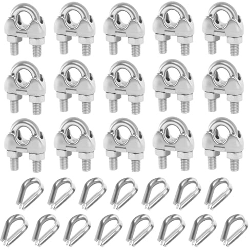 15 Stück Seilklemmen 5mm Set Edelstahl M5 Drahtseilklemme 5mm Seilklemme 5mm Drahtseil Kauschen Bügelseilklemme U Bolzen Klemme für Drahtseil