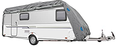 TRAVORA - Plane für Wohnwagen - Hochwertige Wohnwagen Garage - Wohnwagen Schutzdach schützt vor Staub und Nässe - Wohnmobil Abdeckplane in vielen Größen