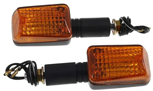 Blinker Motorrad Mini, schwarz, Glas gelb,12V 21W, langer Gummistiel, Paar