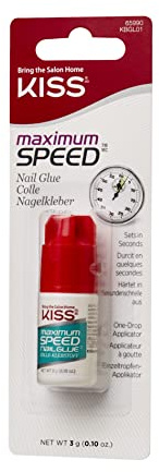 KISS Nagelkleber Maximum Speed 3g – Schnelltrocknender Nagelkleber zum Aufkleben und Reparieren von Kunstnägel - sekundenschnell - Einzeltropfen-Applicator