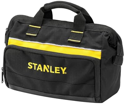 STANLEY Werkzeugtasche (30 x 25 x 13 cm, robuste, kompakte Tasche für Werkzeuge, aus 600 x 600 Denier Nylon, verstärkter Boden, mit 8 Innen- & 2 Außentaschen, Netztasche für Kleinteile) 1-93-330