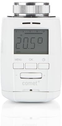 Eurotronic Comet Plus Heizkörperthermostat (individuell programmierbares Heizungsthermostat mit Fenster-offen-Erkennung, Heizkosten sparen mit Urlaubsfunktion, Thermostat Heizung), Farbe: Weiß