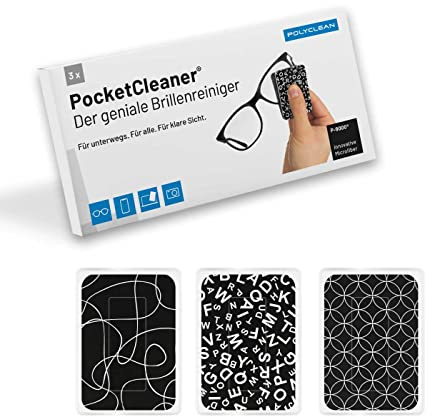 POLYCLEAN 3X PocketCleaner Microfaser Brillen- & Displayreiniger (B & W)