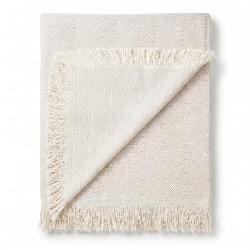 Martina Home Spiga Mehrzweckschal, 80% Baumwolle, 20% Polyester, roh, 260 Length x 180 Width cm