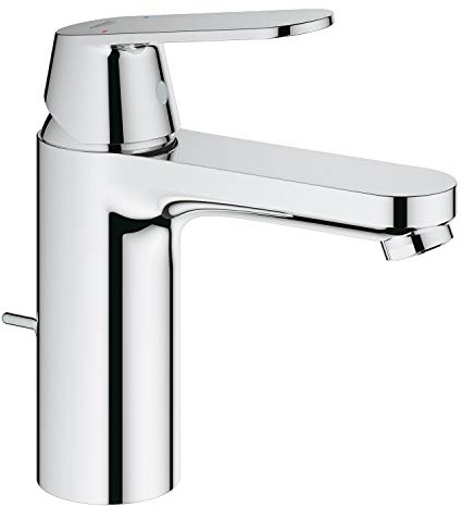 GROHE Eurosmart Cosmopolitan, Waschtischarmatur, wassersparend (Wasserhahn für das Bad, Badarmatur mit Zugstangen-Ablauf, 17cm hoch, einfache Installation am Waschbecken), chrom, 23325000