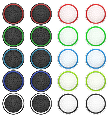 20Pcs Joystick Kappen Thumb Grips: Thumbstick Grip Caps für Xbox One Series X/S, PS4, PS5 Controller Zubehör Sticks Joystick Aufsätze
