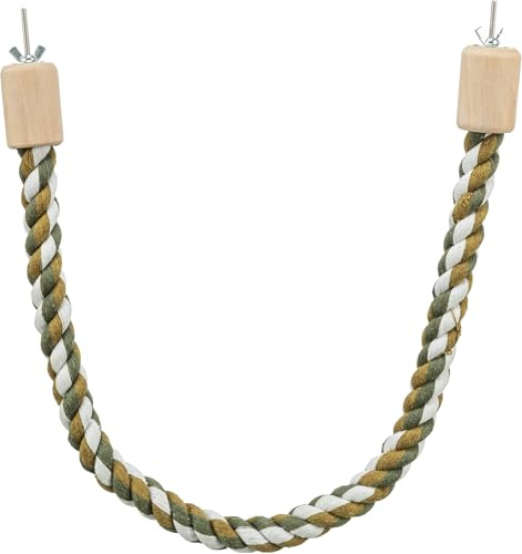 TRIXIE Tau-Sitzstange für Ziervögel - formbare Drahtverstärkung - praktische Schraubbefestigung - reine Baumwolle - beliebig positionierbar - 37 cm/ø 16 mm - 5160