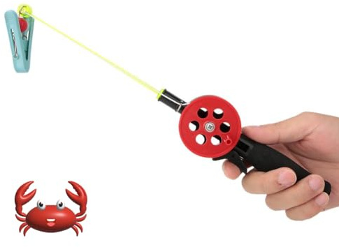 Jadeshay Angelrute, 2Pcs Fishing Kinderangel Krebsangel Mini tragbare EIS Angelrute mit Clip for Garnelen Krabben, Kind Geschenk