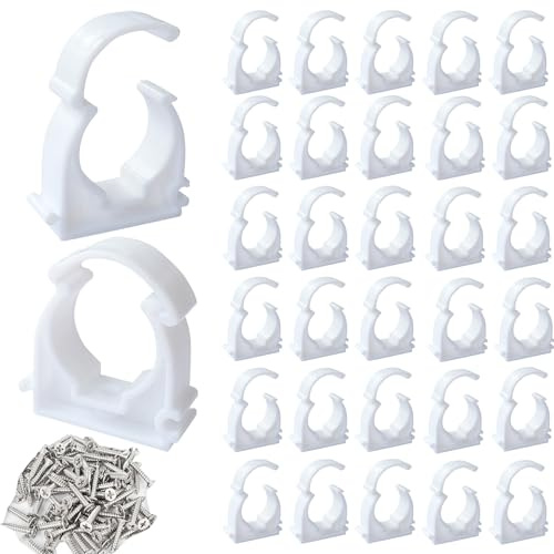Klemmschelle M16 Rohrclips 50stk Rohrklemme Rohr-Klemmschellen Rohrschelle Schlauchklemmen Mit Schrauben für Isorohr Stangenrohr Leerrohr Schläuche (M16)