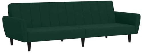 vidaXL Schlafsofa 2-Sitzer Dunkelgrün Samt