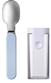 Mepal - Klapplöffel Edelstahl Ellipse - Nordic blue | Wiederverwendbarer Löffel zum Mitnehmen - Klapplöffel für Joghurtbecher - Reisebesteck - Inklusive Aufbewahrungsetui