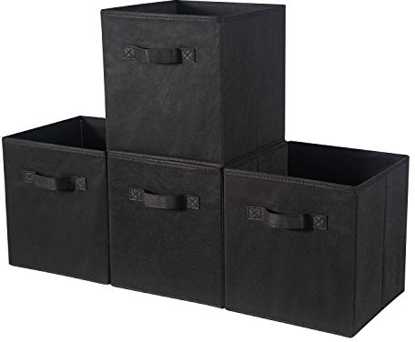 BrilliantJo Aufbewahrungsbox in 4er Set 33 x 38 x 33 cm für Schrank Regal Schwarz