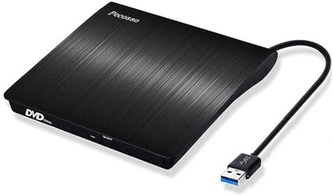 Pecosso Externe CD/DVD Laufwerk USB 3.0, Portable Slim ,RW Brenner für alle Laptops/Desktop; PC unter Windows 7/8/10 und Mac OS für Apple MacBook, MacBook Pro, MacbookAir, iMac(Schwarz)