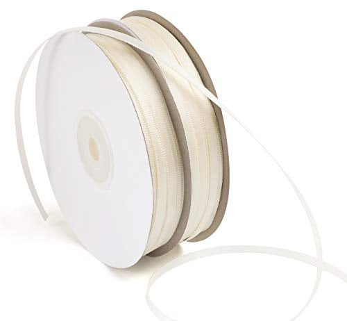 ABSOFINE Satinband 150M Doppelsatinband Beige 3mm Schleifenband Geschenkband Hochzeit Dekoband Geschenkband Antennenband