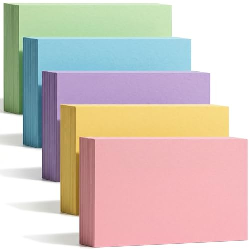 Koogel Karteikarten A6 blanko, 300 Stück in 5 Farben, Lernkarten für Notizen, Anatomie, TestDaF, Abitur, 10,5 x 14,8 cm