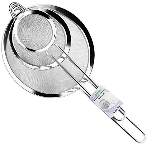ipow Edelstahl Sieb Küchensieb Set 7/12 / 18cm, feinmaschig Kochsieb für Küche Mehl Quinoa Reis Nudeln Puderzucker und Mehr - mit Verstärktem Griff geschaffen