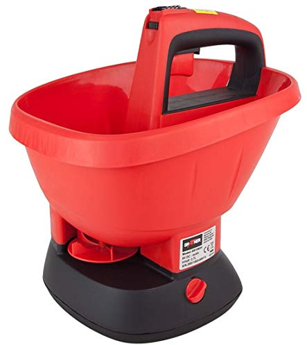 Grafner elektrischer Düngerstreuer mit 6 Volt, 2,7 Liter, 5 stufige Streumengenregulierung, stufenlose Drehzahlregulierung, ideal für Rasensaat, Dünger, Streusalz UVM. Hand Streuer Universal