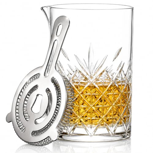 Cocktailkrug mit Hawthorne Sieb Silber | Cocktail-Rührglas & Sieb | Cocktailmischkrug, Krug, Cocktailmischglas und silbernes Sieb
