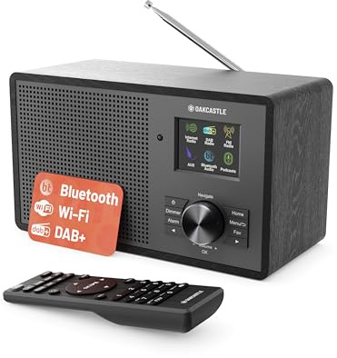Internetradio WLAN | DAB Plus Radio Bluetooth | Kompakt Internetradio Klein | Küchenradio DAB mit Podcast-Funktion | Digitalradio UKW mit Fernbedienung, EQ & Dimmbares Farbdisplay | OAKCASTLE IR200