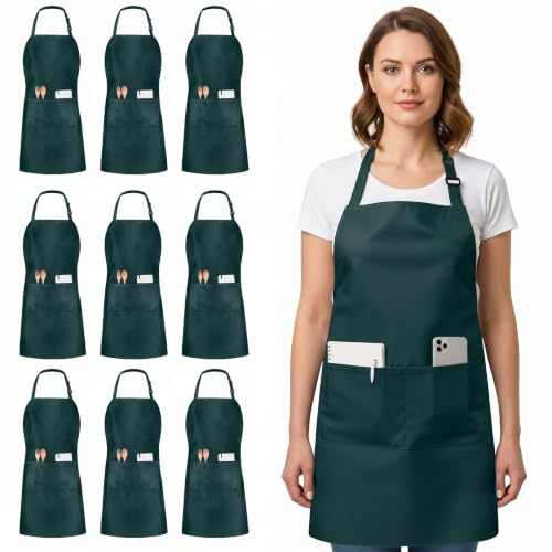 Utopia Küchenschürze, verstellbar, mit 2 Taschen, wasser- und ölbeständig, Kochschürze für Damen und Herren, 10 Stück