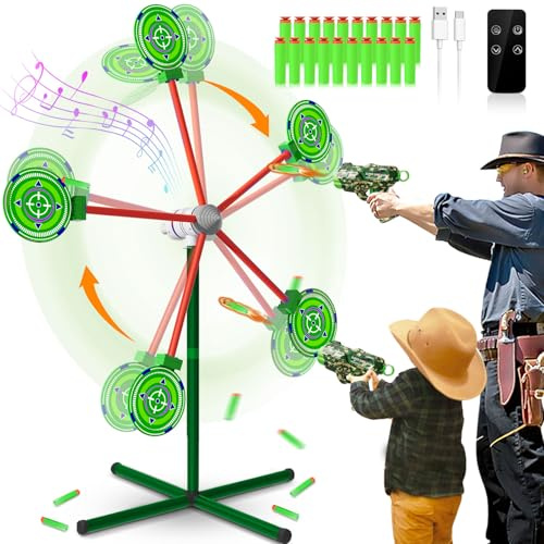 DX DA XIN Drehen Schießspiel Spielzeug für Kinder mit 1 Automatisch Zurücksetzen Schießziel 2 Spielzeugpistolen 20 Schaumstoffpfeil Weihnachts Geschenke für Jungen Alter 4 5 6 7 8 9 10+ Jahre