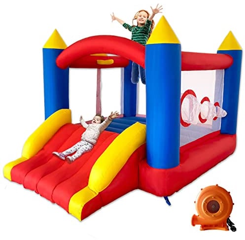 Ballsea Hüpfburg mit Gebläse, Genäht aus Extra Dickem Material, langlebig, für 3 bis 4 Kinder. Hüpfburg Kinder Indoor (315x245x194cm)