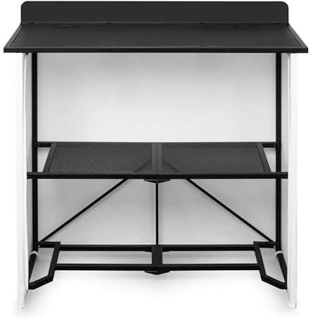 Vonyx DBF105 DJ Pult Booth Tisch Faltbar mit Tasche 1m | Schwarze/Weiße Front, 25kg Traglast, Perforiertes Alu, Multifunktionstisch, Klappbar, Zubehör