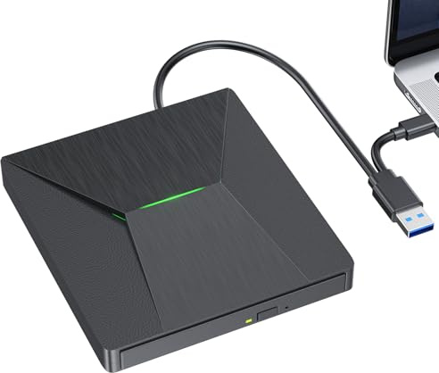 Externes Blu-Ray-DVD-Laufwerk, MthsTec USB 3.0 und Typ-C Blu-Ray-Brenner, DVD-Brenner, 3D Slim Optical, Bluray, CD, DVD-Laufwerk, kompatibel mit Windows XP/7/8/10, MacOS für MacBook, Laptop, Desktop