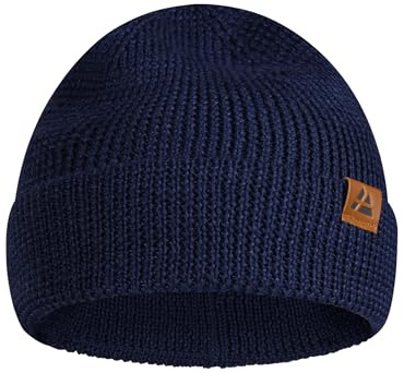 DANISH ENDURANCE Merino Mütze, Klassische Wollmütze, Warme Wintermütze, Thermo Beanie, Unisex, für Damen & Herren, Blau, One Size