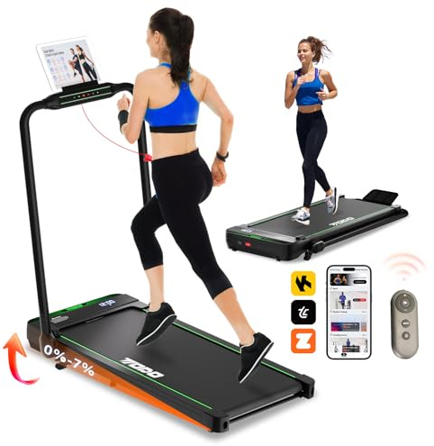 TODO Laufband für Zuhause mit Neigung, 2.5HP Walking Pad, Elektrisches Klappbares Laufband 1-12 km/h, Laufpad Schreibtisch mit Fernbedienung und App, LCD-Anzeige